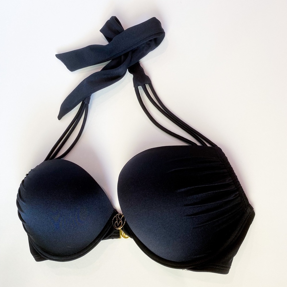 NWOT Victoria’s Secret Miraculous Bombshell add 2-cups black bikini top 34D